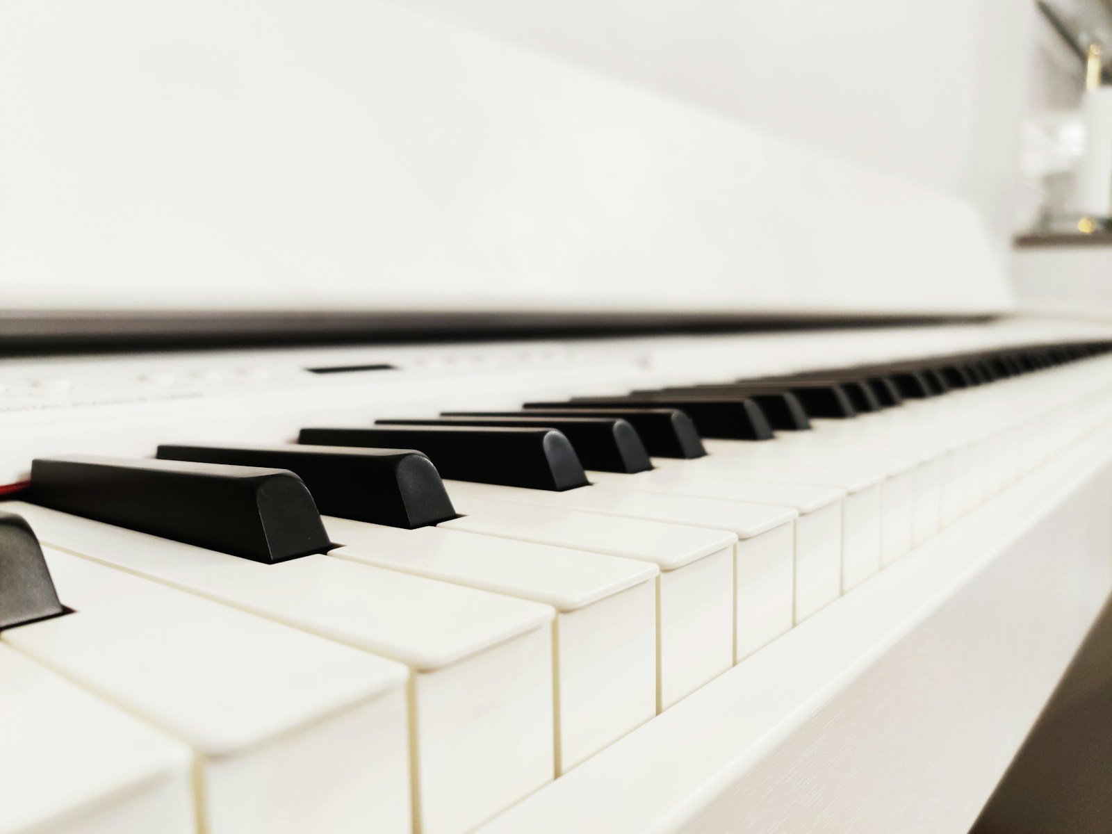 White Yamaha Clavinova CLP digital piano, close up